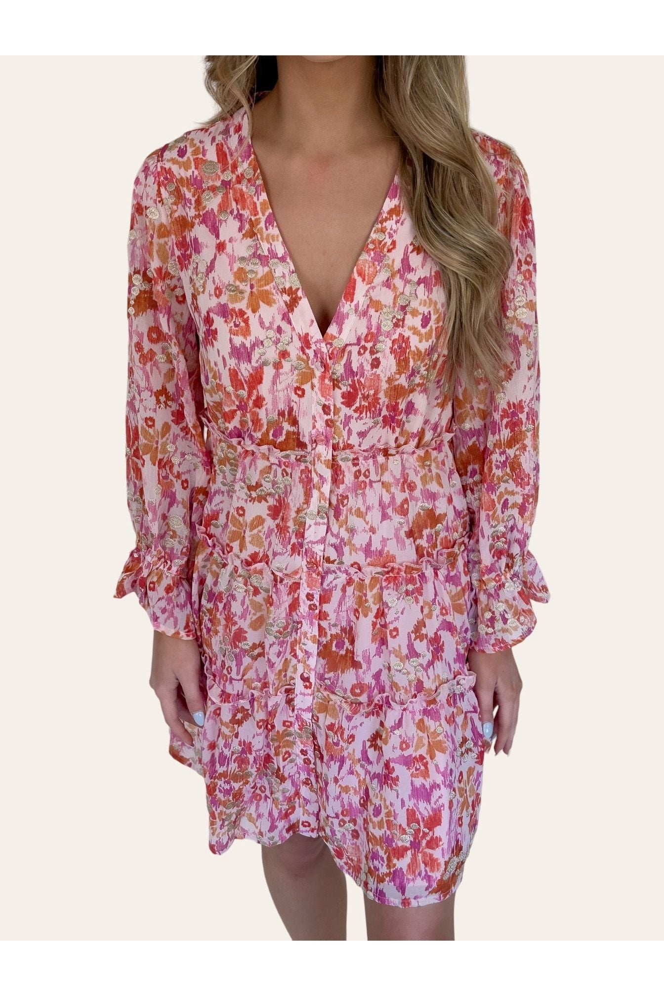 Floral Abstract Metallic Dress